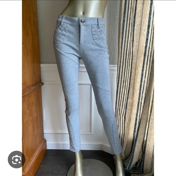 Free People Gray Quilted Stretch Pants Size 4 - Picture 5 of 7